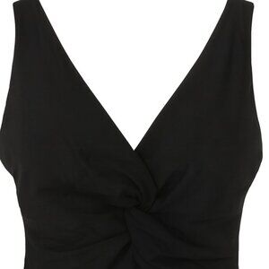 Trendy Black Twist-Front Sleeveless Crop Top – Size M